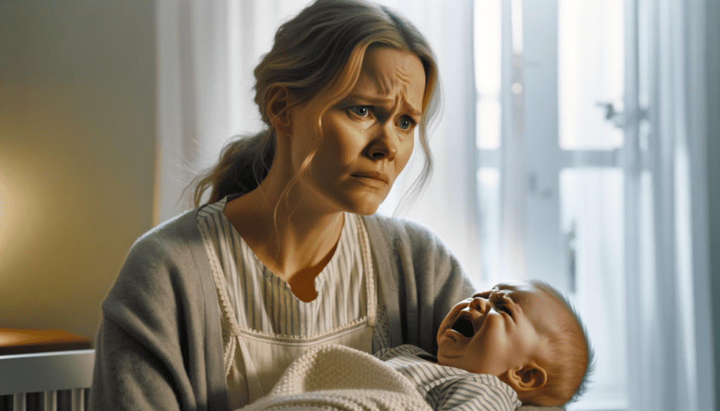 a swedish women trying to understand her baby while he cry HD